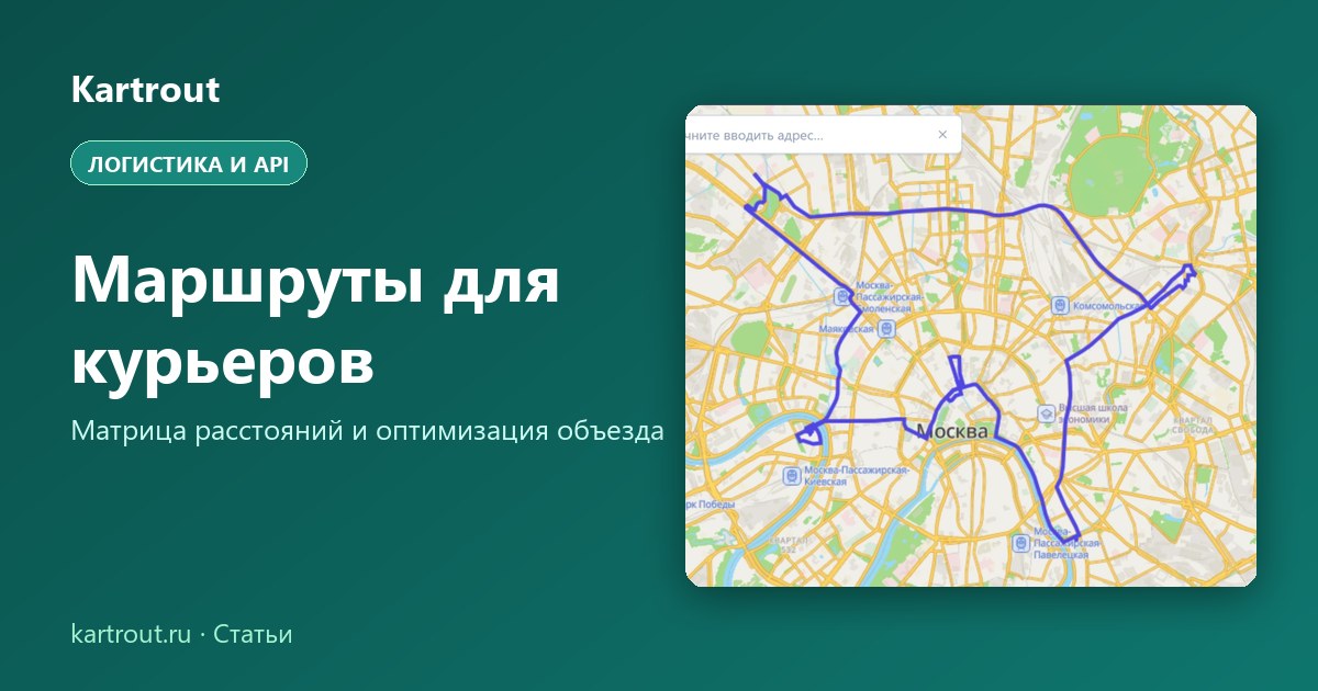 Оптимизированный маршрут объезда на карте Karty